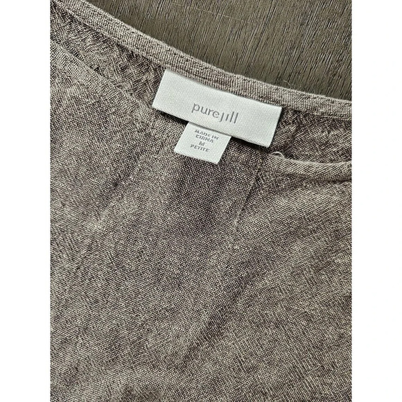 J. Jill Pure Jill Linen Blend Asymmetrical Sleeveless Dress lagenlook Med Petite - Picture 3 of 8